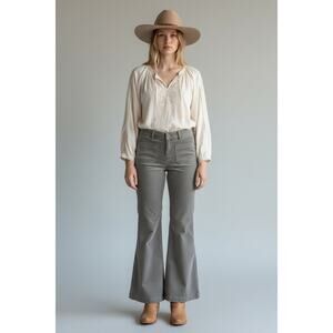 Womens Free People Boho Corduroy Western Flare Jeans Size 28   Gray